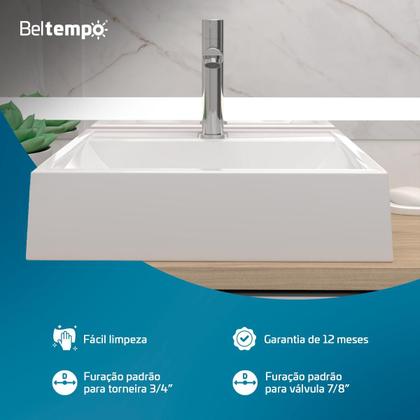 Imagem de Cuba Pia de Apoio Sobrepor Quadrada 40x37 Branca Banheiro Lavabo Beltempo BT2003