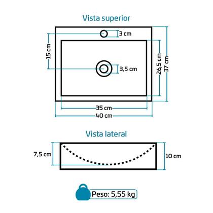 Imagem de Cuba Pia de Apoio Sobrepor Quadrada 40x37 Branca Banheiro Lavabo Beltempo BT2003