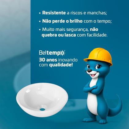 Imagem de Cuba Pia de Apoio Sobrepor Redonda 30cm Branca Banheiro Lavabo Beltempo BT3063