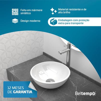 Imagem de Cuba Pia de Apoio Sobrepor Redonda 30cm Branca Banheiro Lavabo Beltempo BT3063