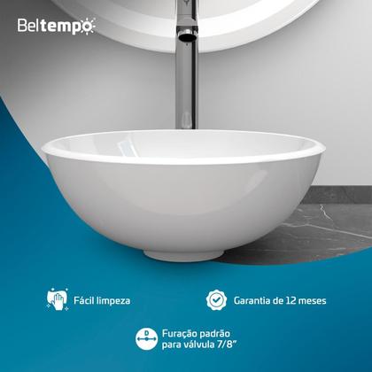 Imagem de Cuba Pia de Apoio Sobrepor Redonda 30cm Branca Banheiro Lavabo Beltempo BT3063