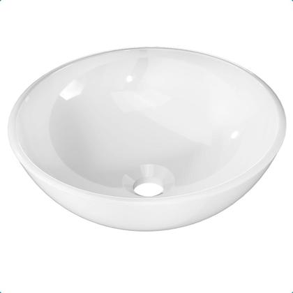 Imagem de Cuba Pia de Apoio Sobrepor Redonda 30cm Branca Banheiro Lavabo Beltempo BT3063