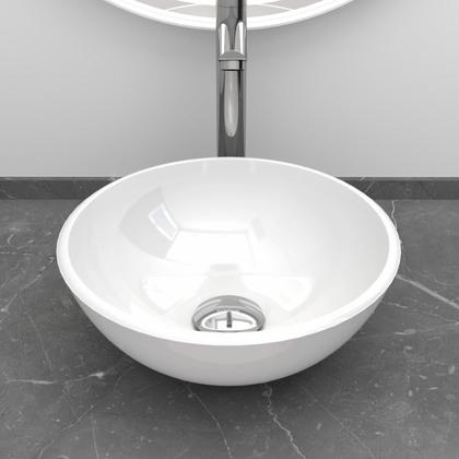 Imagem de Cuba Pia de Apoio Sobrepor Redonda 30cm Branca Banheiro Lavabo Beltempo BT3063