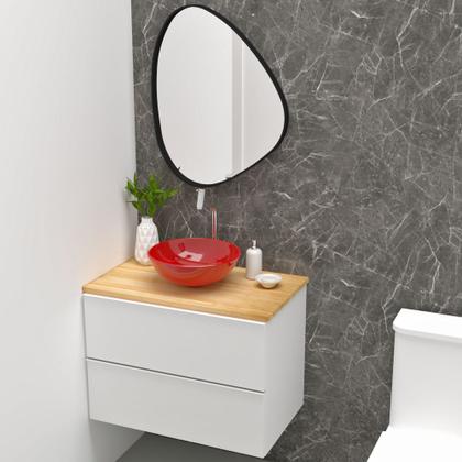 Imagem de Cuba Pia de Apoio Sobrepor Redonda 35cm Branca Banheiro Lavabo Beltempo BT3073