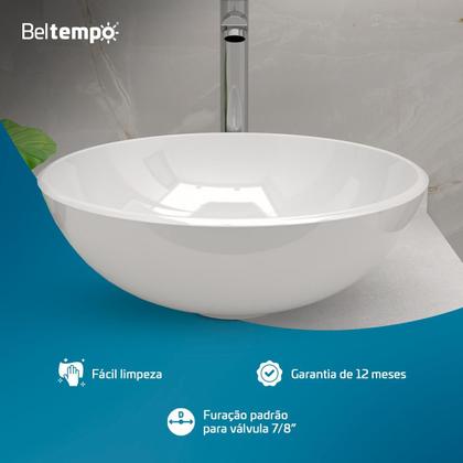 Imagem de Cuba Pia de Apoio Sobrepor Redonda 35cm Branca Banheiro Lavabo Beltempo BT3073