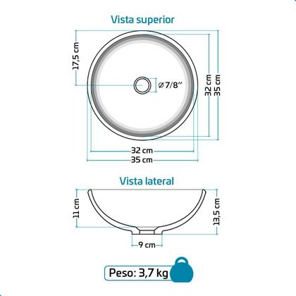 Imagem de Cuba Pia de Apoio Sobrepor Redonda 35cm Branca Banheiro Lavabo Beltempo BT3073