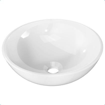 Imagem de Cuba Pia de Apoio Sobrepor Redonda 35cm Branca Banheiro Lavabo Beltempo BT3073