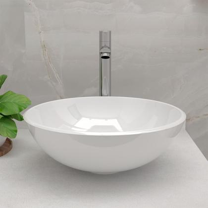 Imagem de Cuba Pia de Apoio Sobrepor Redonda 35cm Branca Banheiro Lavabo Beltempo BT3073