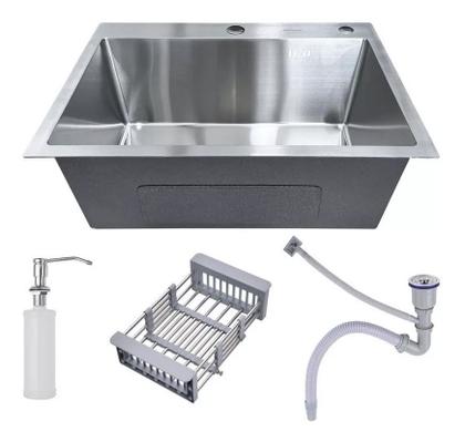 Imagem de Cuba Pia Inox Quadrada Cozinha Gourmet 60cm Com Acessórios