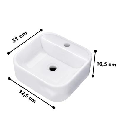 Imagem de Cuba Pia Para Banheiro Lavabo Apoio Sobrepor c/Furo Torneira