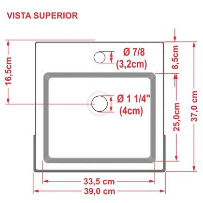 Imagem de Cuba Pia Semi Encaixe para Banheiro Quadrada Kuad 395 C08 Preto - Mpozenato