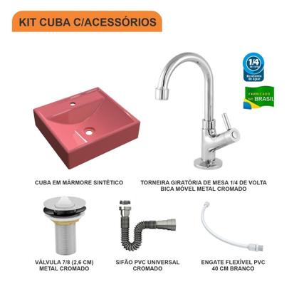 Imagem de Cuba Q39 C/Torneira e Válvula 1" + Sifão Cr e Flexível