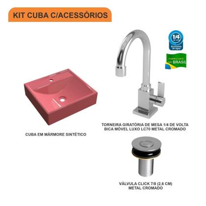 Imagem de Cuba Q39 C/Torneira Luxo e Válvula Click 7/8"b Colorida