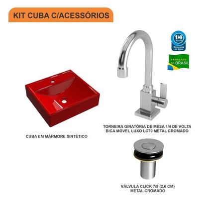 Imagem de Cuba Q39 C/Torneira Luxo e Válvula Click 7/8"b Colorida