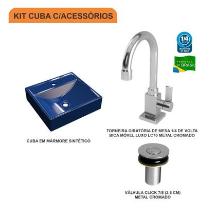 Imagem de Cuba Q39 C/Torneira Luxo e Válvula Click 7/8"b Colorida