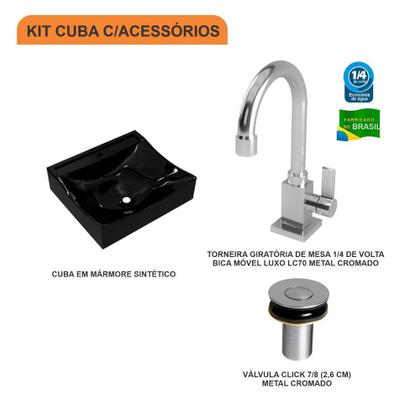 Imagem de Cuba Q44 C/Torneira Luxo e Válvula Click V2