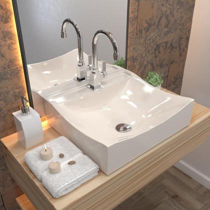 Imagem de Cuba Q44 C/Torneira Luxo+Válv.Click 7/8b+Sifão Cro+Flex