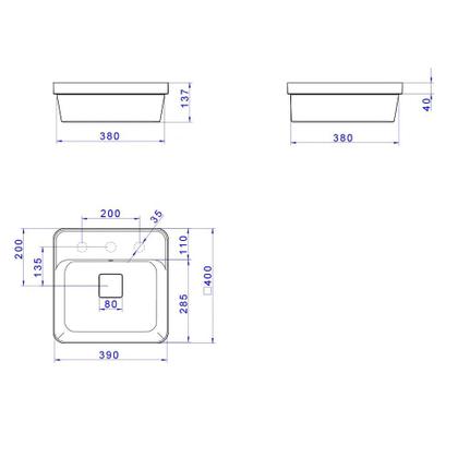 Imagem de Cuba Quadrada de Sobrepor 40cm com Deck Branco