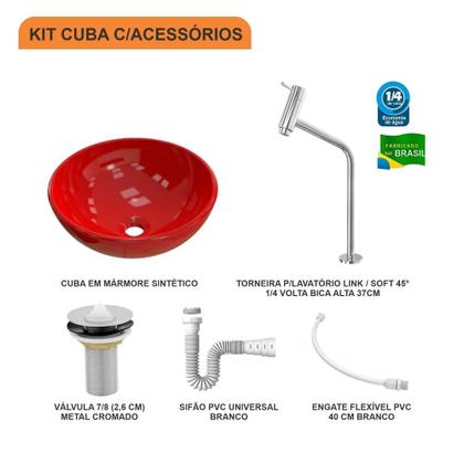 Imagem de Cuba R30 C/Torneira Link+Válvula 7/8+Sifão+Flexível Colorida