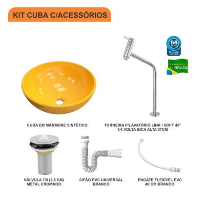 Imagem de Cuba R30 C/Torneira Link+Válvula 7/8+Sifão+Flexível Colorida