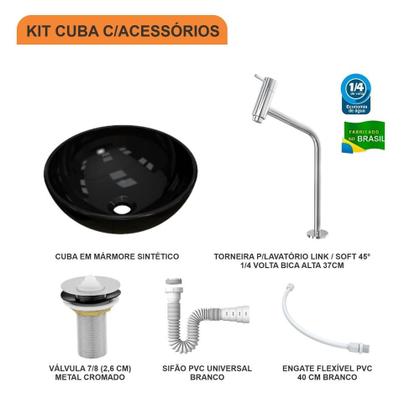 Imagem de Cuba R30 C/Torneira Link+Válvula 7/8+Sifão+Flexível Colorida