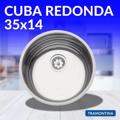 Imagem de Cuba Redonda de Embutir Tramontina 35 bl Standard em Aço Inox Polido 35cm Aço 430