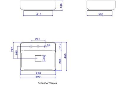 Imagem de Cuba Retangular de Apoio 50cm Branco Slim Deca