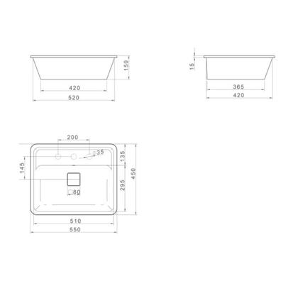 Imagem de Cuba Retangular De Embutir Com Mesa 50cm Slim Soft Antracite - Deca
