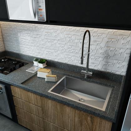 Imagem de Cuba Retangular Escovada Fosca Inox 60X40 Cozinha Luxo