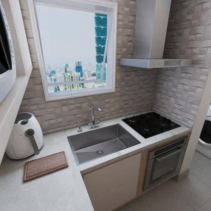 Imagem de Cuba Retangular Escovada Fosca Inox 60X40 Cozinha Luxo