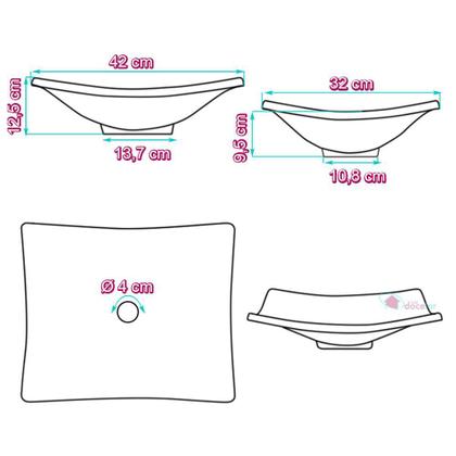 Imagem de Cuba Retangular Folha Branca Com Torneira e Valvula Cromada 