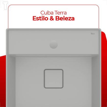 Imagem de Cuba roca terra quadrada 40x40 semi encaixe com mesa t10 stone