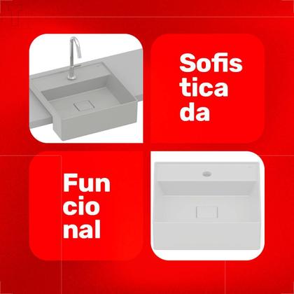 Imagem de Cuba roca terra quadrada 40x40 semi encaixe com mesa t10 stone