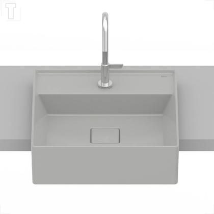 Imagem de Cuba roca terra quadrada 40x40 semi encaixe com mesa t10 stone