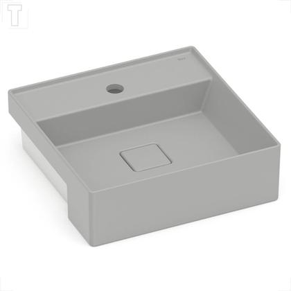 Imagem de Cuba roca terra quadrada 40x40 semi encaixe com mesa t10 stone