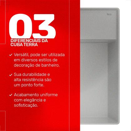 Imagem de Cuba roca terra quadrada 40x40 semi encaixe com mesa t10 stone