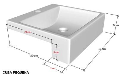 Imagem de Cuba Semi-encaixe De10 Quadrada 32 Cm  + Valvula + Sifao