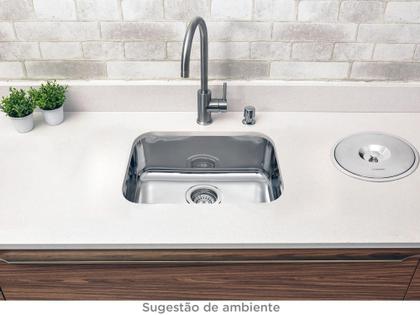 Imagem de Cuba Simples de Embutir para Cozinha Tramontina Inox Retangular 40x34cm Prime Lavínia +válvula+sifão