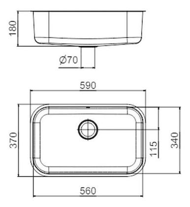 Imagem de Cuba Simples Embutir Invicta 56x34x16 6mm Aço Inox 01699404