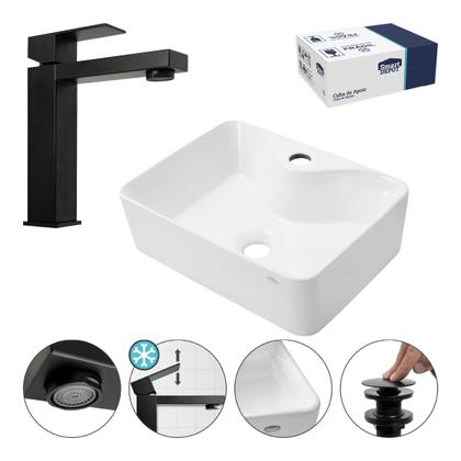 Imagem de Cuba Smart Completa Lavabo Com Acessórios Black