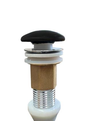 Imagem de Cuba Sobrepor Cerâmica Banheiro Retangular Preta Com Válvula