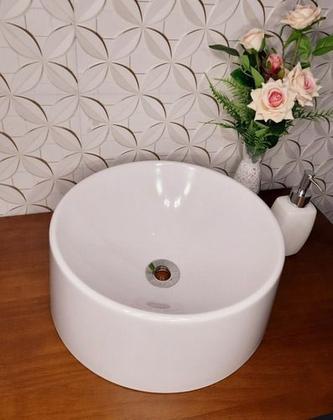 Imagem de Cuba Tulipa De Banheiro De Apoio 35x35cm Casa Laura Decor cor:branco