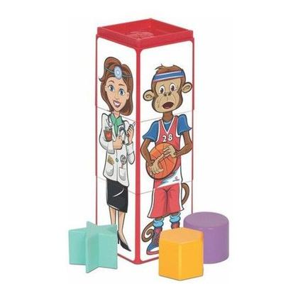 Imagem de Cubinhos 4 Em 1 Expressões Educativo Peças Encaixe Mercotoys