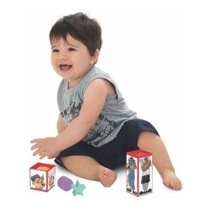 Imagem de Cubinhos 4 Em 1 Expressões Educativo Peças Encaixe Mercotoys