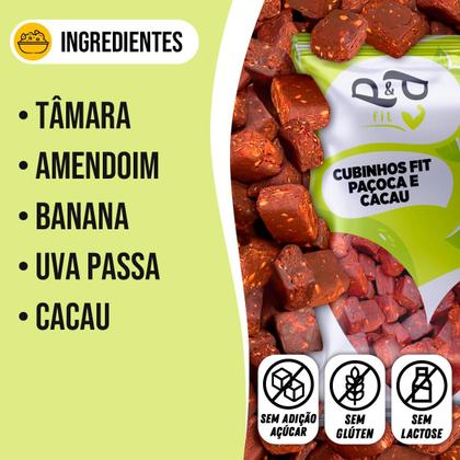 Imagem de Cubinhos Fit P&P Paçoca com Cacau 250g - P&P