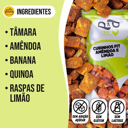 Imagem de Cubinhos Fit P&P Tâmara, Amêndoa e Limão 100g - P&P