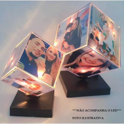 Imagem de Cubo Acrílico para fotos Giratório 9x9CM Grande Personalizar 6 fotos