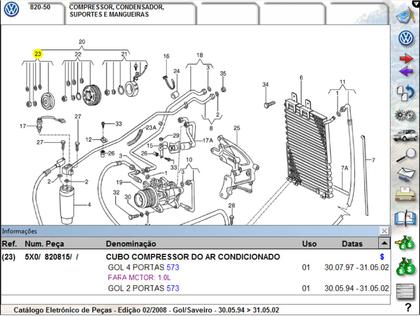 Imagem de Cubo compressor ar condicionado gol parati 1.0 g2 g3 g4 original vw 5x0820815