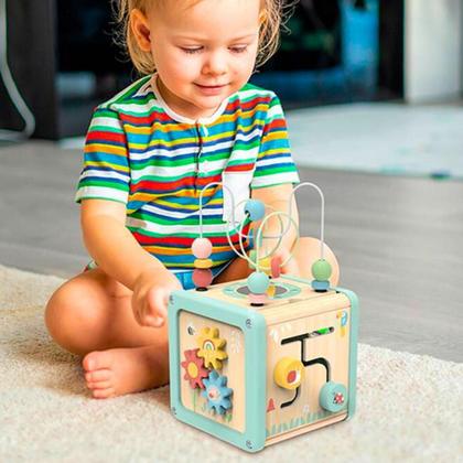 Imagem de Cubo de Atividades para Bebê Madeira Montessori Tooky Toy