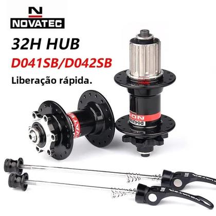 Imagem de Cubo de Mountain Bike Novatec Preto - 32 Furos - Dianteiro 100mm / Traseiro 135mm (D041SB/D042SB)